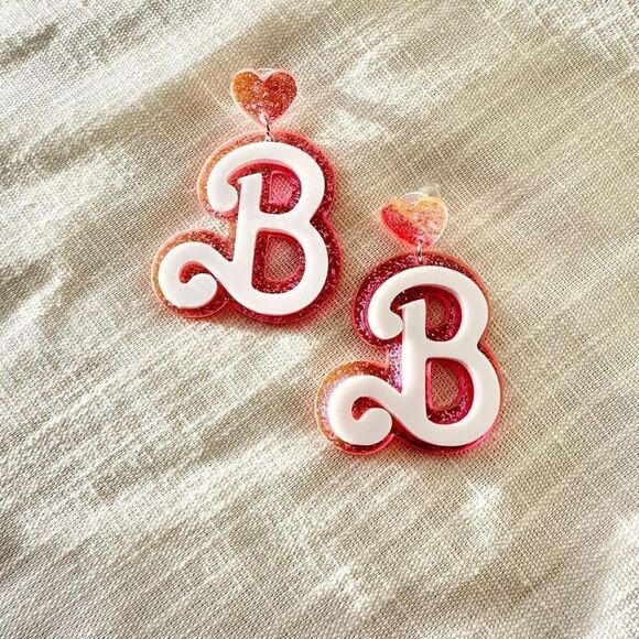Barbie B pink and white earrings - Picture 1 of 3